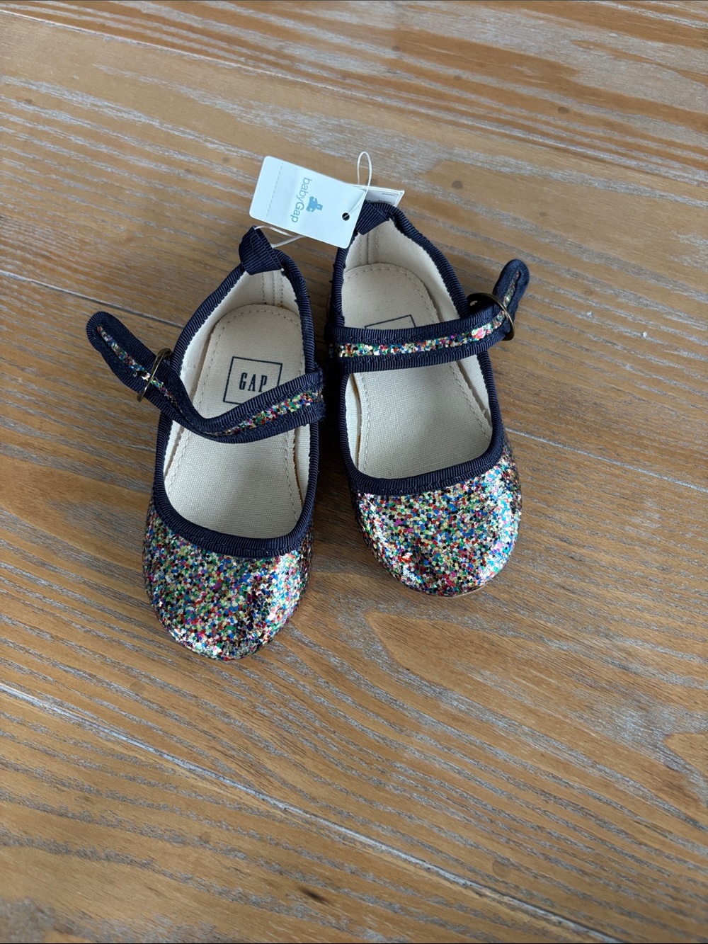 GAP Kids Navy Mary Jane Shoes with Multicolor Glitter
